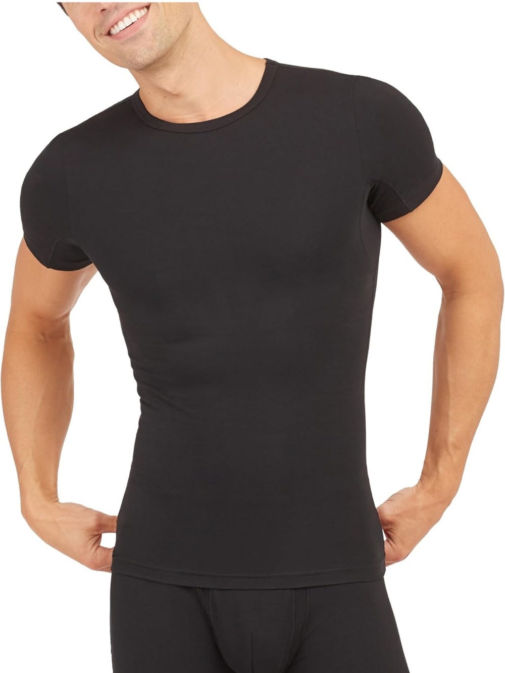 Spanx Men's Sculpt Cotton Spandex Crew Neck Undershirt.